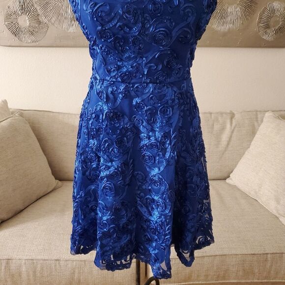 Love Nickie Lew Blue Soutache Lace Skater Mini Dress (size 6 women's/9 juniors) - Picture 7 of 16